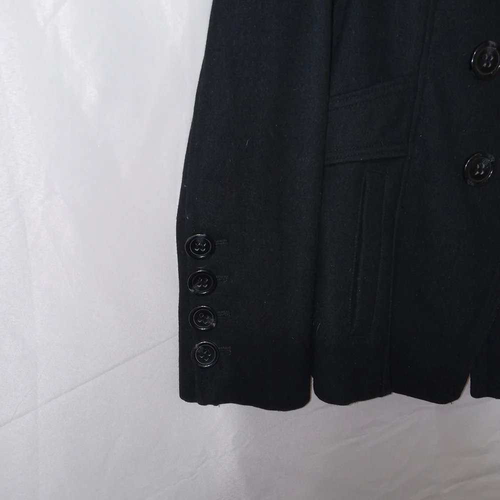 GUESS Jacket Womens Medium Double Breasted Wool Blend Pea Coat Preppy Vintage